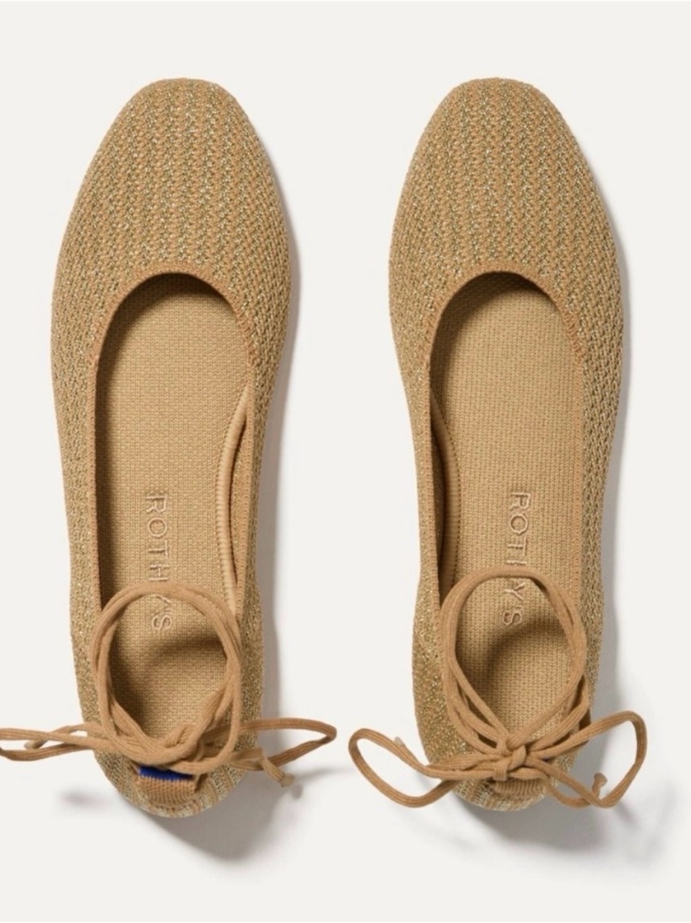 Rothy's Knit Lace-Up Ballet Flats in Tan